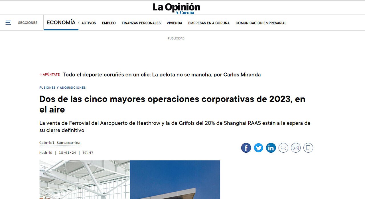 Dos de las cinco mayores operaciones corporativas de 2023, en el aire